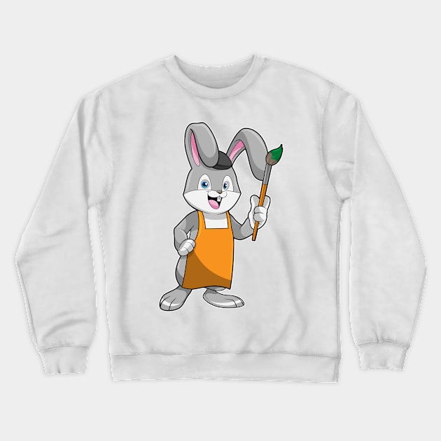 Bunny as Painter with Paint brush Crewneck Sweatshirt by Markus Schnabel